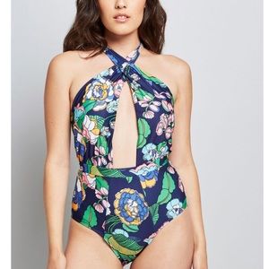ModCloth Blue Floral Bethany One-Piece Swimsuit